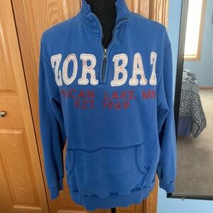 Zorbaz quarter zip blue sweatshirt size medium